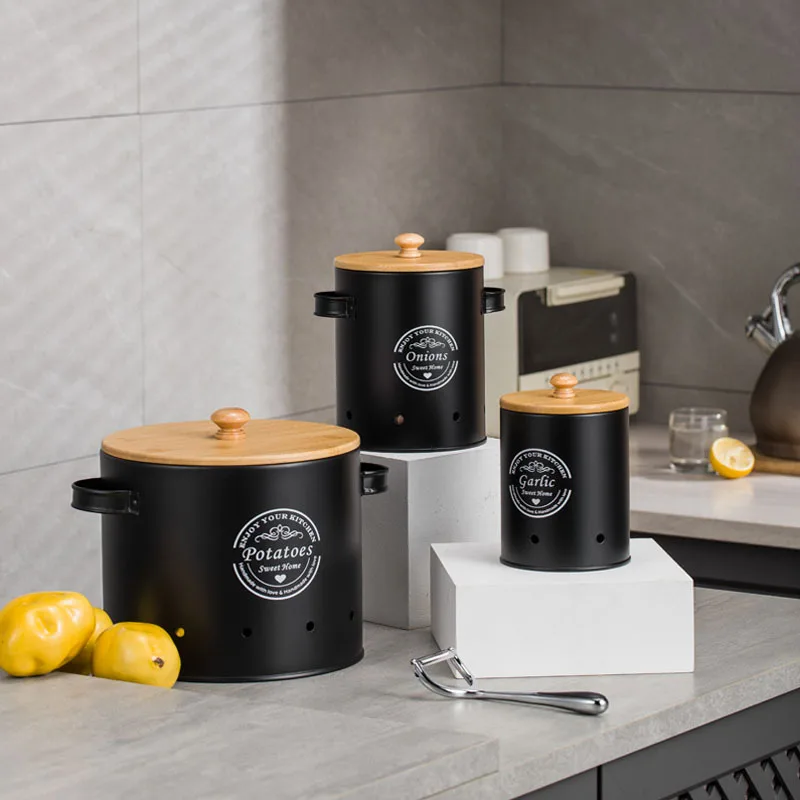 Food Storage Kitchen Container Set - Ensemble de 3 boîtes métalliques, récipients