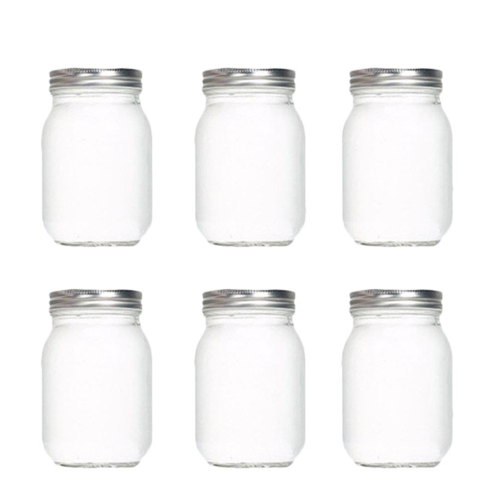Food Storage Jars With Lids - 6 pots en verre ronds transparents