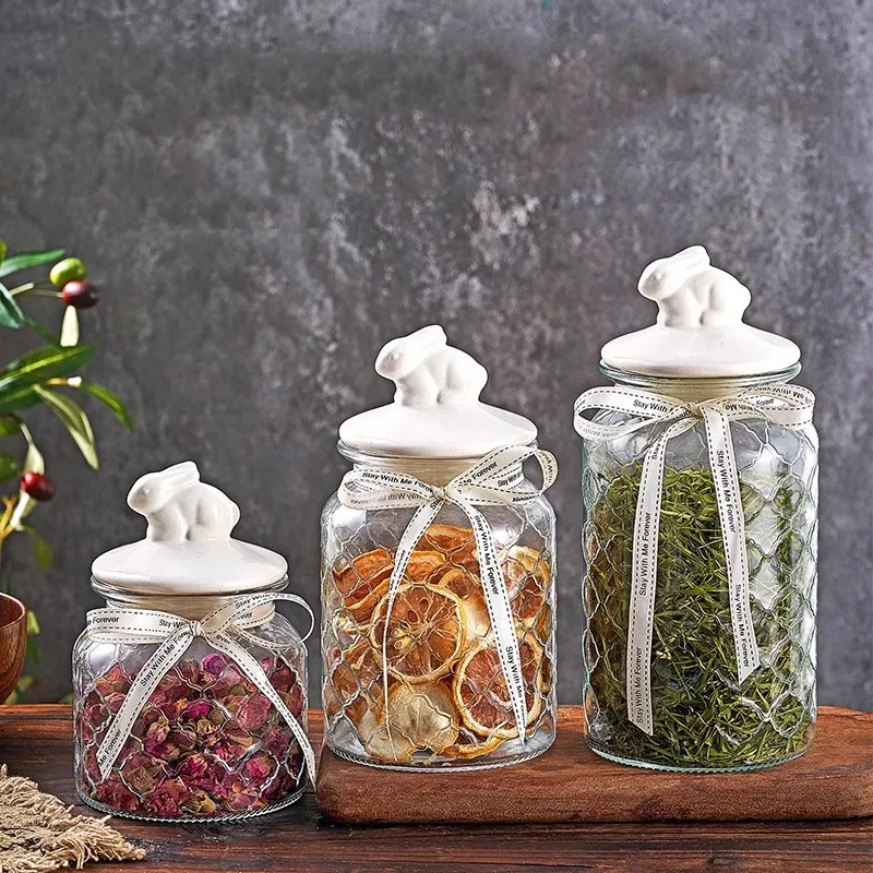 Food Storage Acrylic Containers - Bocal en verre transparent hermétique, couvercle